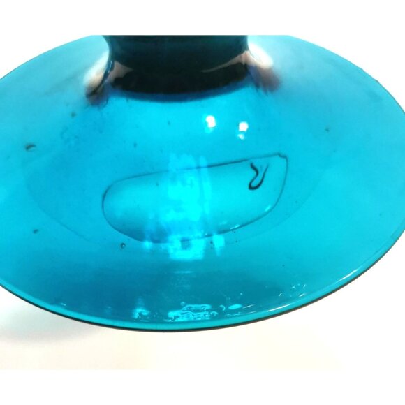 Blue Art Glass Piece Mid-Century Empoli Italian Turquoise Hand Blown, Hand Made - Picture 11 of 11